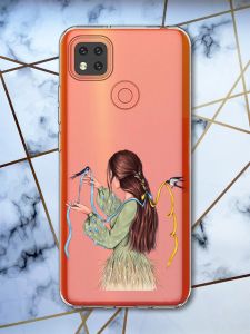 Прозорий чохол на Xiaomi Redmi 9C патріотичний дизайн Дівчина з ластівками принт 16