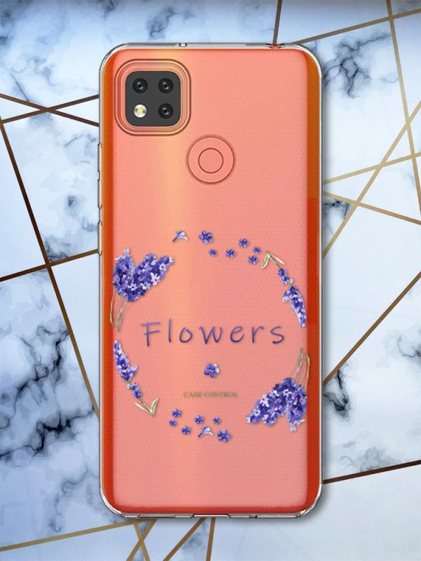 Прозорий чохол на Xiaomi Redmi 9C рельєфний дизайн Лавандовий віночок принт 19