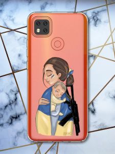 Прозорий чохол на Xiaomi Redmi 9C патріотичний дизайн Дівчина з автоматом принт 20