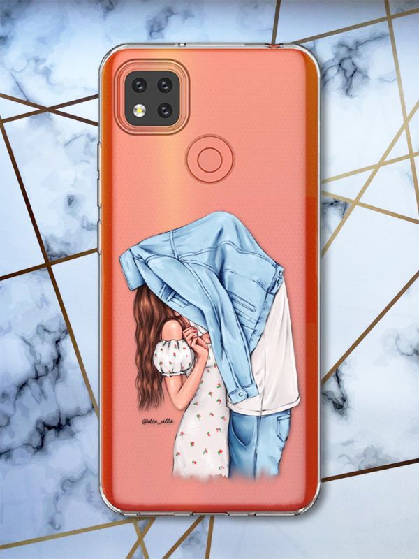 Прозорий чохол на Xiaomi Redmi 9C рельєфний дизайн Поцілунок принт 33