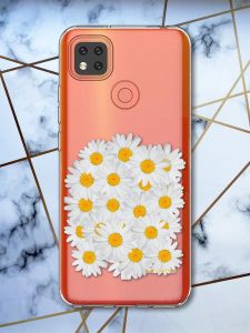 Прозорий чохол на Xiaomi Redmi 9C рельєфний дизайн Букет ромашок принт 40