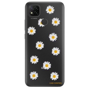 Прозорий чохол на Xiaomi Redmi 9C рельєфний дизайн Фон ромашки принт 41