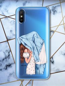 Прозорий чохол для Xiaomi Redmi 9A рельєфний дизайн Поцілунок принт 33