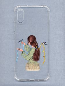 Чохол з потовщеними кутами на Xiaomi Redmi 9A патріотичний дизайн Дівчина з ластівками принт 16