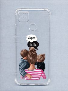 Чохол з потовщеними кутами на Xiaomi Redmi 9C рельєфний дизайн Супер Мама принт 29