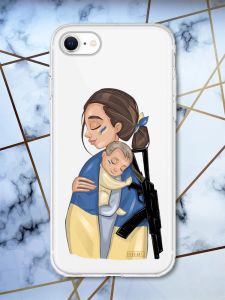 Прозорий чохол на iPhone 7 / 8 / SE 2020 патріотичний дизайн Дівчина з автоматом принт 20