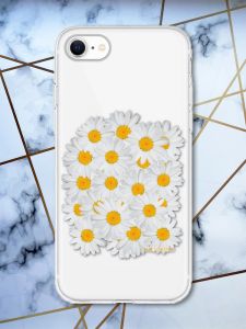 Прозорий чохол на iPhone 7 / 8 / SE 2020 рельєфний дизайн Букет ромашок принт 40