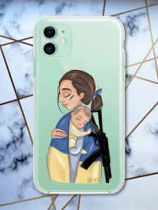 Прозорий чохол на Apple iPhone 11 (6.1) патріотичний дизайн Дівчина з автоматом принт 20