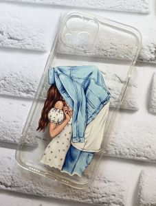 Прозорий чохол на Apple iPhone 13 рельєфний дизайн Поцілунок принт 33