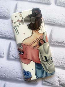 Чохол на Samsung Galaxy S8 рельєфний дизайн Дівчина з рюкзаком принт 30