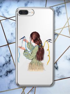 Прозорий чохол на iPhone 7 Plus/8 Plus ::  Дівчина з ластівками (принт 16)