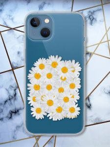 Прозорий чохол на Apple iPhone 13 рельєфний дизайн Букет ромашок принт 40