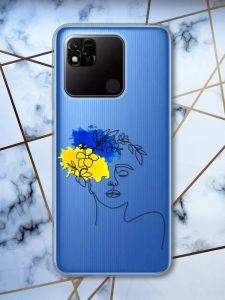 Прозорий чохол на Xiaomi Redmi 10A патріотичний дизайн Українка Арт принт 3