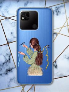 Прозорий чохол на Xiaomi Redmi 10A патріотичний дизайн Дівчина з ластівками принт 16