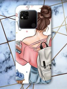 Чохол на Xiaomi Redmi 10A рельєфний дизайн Дівчина з рюкзаком принт 30