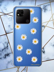 Прозорий чохол на Xiaomi Redmi 10A рельєфний дизайн Фон ромашки принт 41