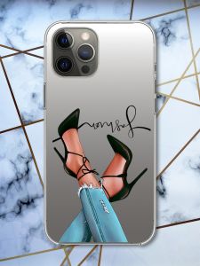 Прозорий чохол на iPhone 12 Pro Max рельєфний дизайн Ніжки принт 60