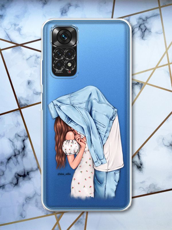 Прозорий чохол на Xiaomi Redmi Note 11 4G рельєфний дизайн Поцілунок принт 33