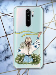 Прозорий чохол на Xiaomi Redmi Note 8 Pro патріотичний дизайн Дівчина зі стрічкою принт 17