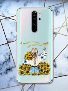 Прозорий чохол на Xiaomi Redmi Note 8 Pro патріотичний дизайн Дівчина зі стрічкою принт 25