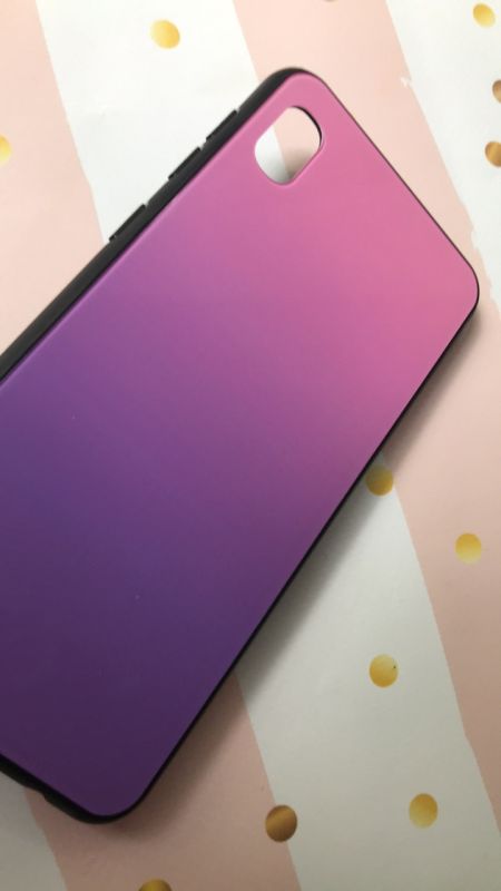 Силіконовий чохол Glass case зі скляною задньою панеллю для Samsung Galaxy A10 (2019) A105 Рожево-фіолетовий