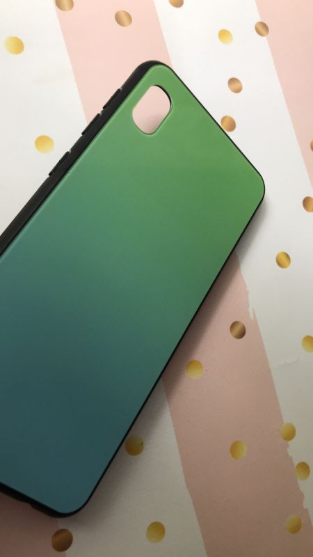 Силіконовий чохол Glass case зі скляною задньою панеллю для Samsung Galaxy A10 (2019) A105 Зелено-блакитний