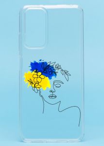 Прозорий чохол на Xiaomi Redmi Note 11 4G патріотичний дизайн Українка Арт принт 3