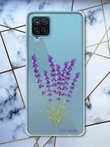 Прозорий чохол на Samsung A12 4G рельєфний дизайн Лаванда принт 28