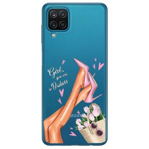 Прозорий чохол на Samsung A12 4G рельєфний дизайн Ніжки принт 62