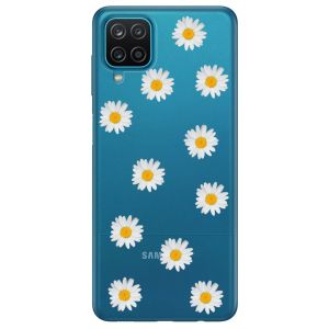 Прозорий чохол на Samsung A12 4G рельєфний дизайн Фон ромашки принт 41