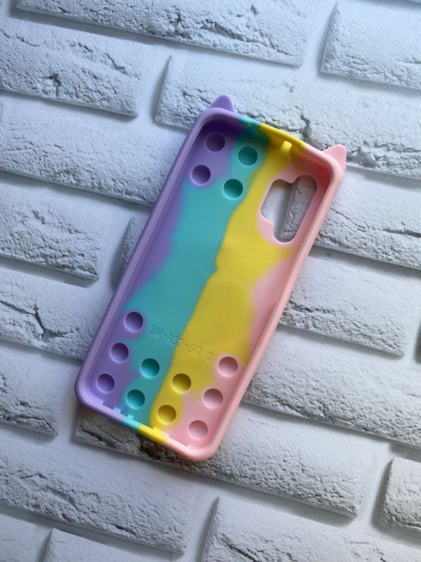 Чохол Антистрес Поп-Іт Pop It для Samsung Galaxy A32 5G Поп іт Котик із серцем Рожево-фіол.