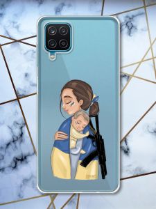 Прозорий чохол на Samsung A12 4G патріотичний дизайн Дівчина з автоматом принт 20