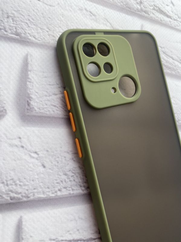 Прозорий матовий чохол із силіконовим бампером для Xiaomi Redmi 10C Оливковий