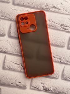 Прозорий матовий чохол із силіконовим бампером для Xiaomi Redmi 10C Червоний