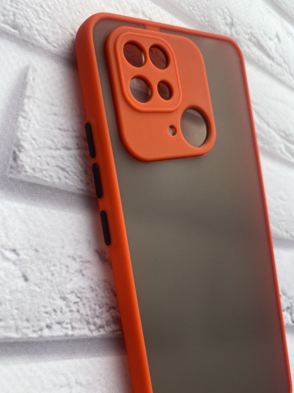 Прозорий матовий чохол із силіконовим бампером для Xiaomi Redmi 10C Червоний