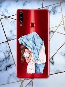 Прозорий чохол на Samsung Galaxy А20ѕ рельєфний дизайн Поцілунок принт 33