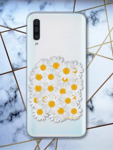 Прозорий чохол на Samsung Galaxy А50 (2019) А505  рельєфний дизайн Букет ромашок принт 40