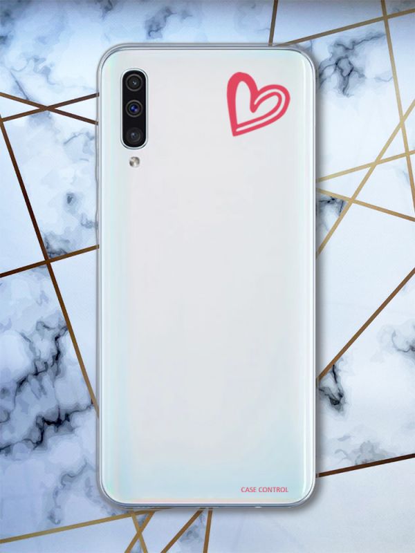Прозорий чохол на Samsung Galaxy А50 (2019) А505  рельєфний дизайн Сердечко червоне принт 46