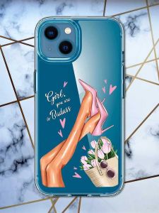 Прозорий чохол для iPhone 13 mini рельєфний дизайн Ніжки принт 62