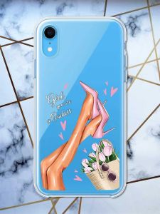 Прозорий чохол на iPhone XR рельєфний дизайн Ніжки принт 62