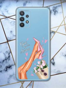 Прозорий чохол на Samsung Galaxy A32  рельєфний дизайн Ніжки принт 62