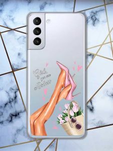 Прозорий чохол для Samsung Galaxy S21 (G991)  рельєфний дизайн Ніжки принт 62