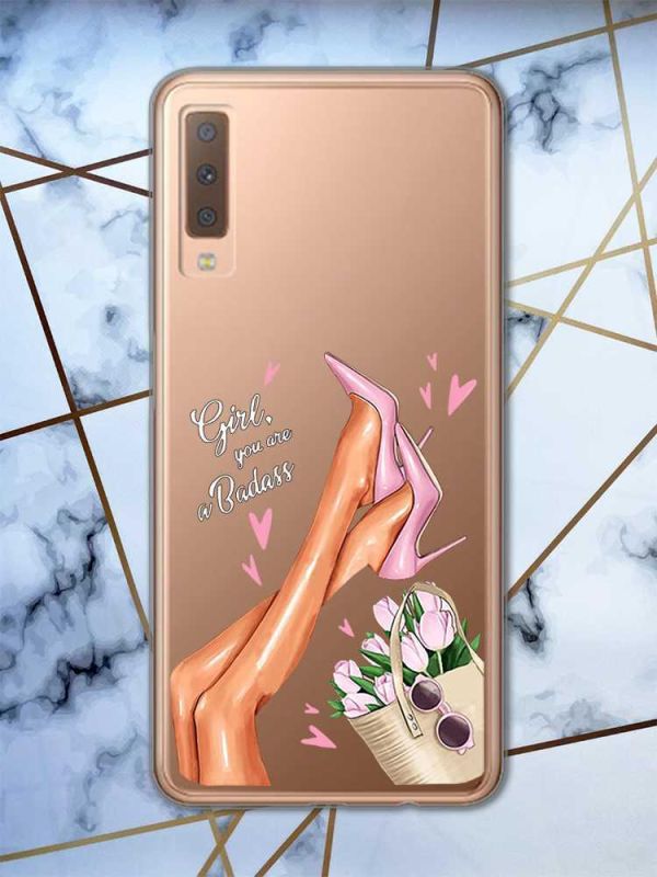 Прозорий чохол на Samsung Galaxy A7(2018) A750 рельєфний дизайн Ніжки принт 62