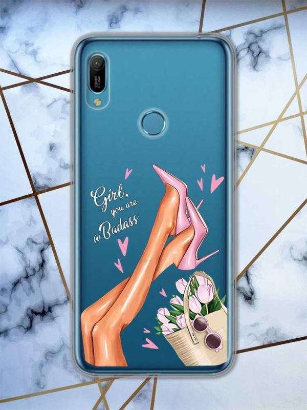 Прозорий чохол на Huawei Y6 2019  рельєфний дизайн Ніжки принт 62