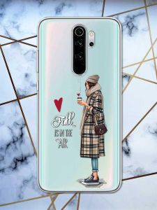 Прозорий чохол на Xiaomi Redmi Note 8 Pro  рельєфний дизайн Дівчина з кавою принт 59