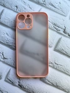 Прозорий матовий чохол із силіконовим бампером для iPhone 13 Pro Max Рожевий