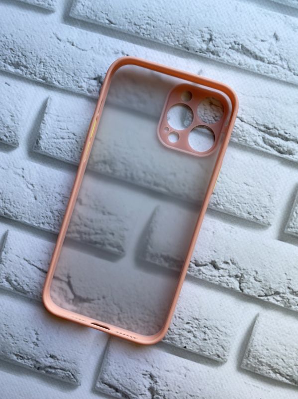 Прозорий матовий чохол із силіконовим бампером для iPhone 13 Pro Max Рожевий