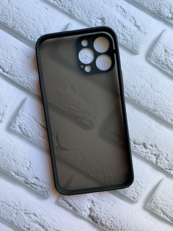Прозорий матовий чохол із силіконовим бампером для iPhone 13 Pro Max Чорний