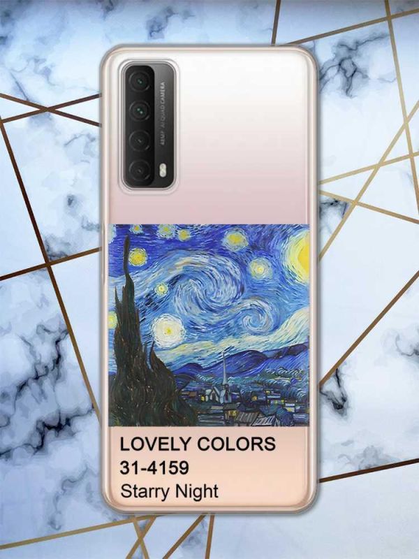 Силіконовий чохол для Huawei P Smart 2021 рельєфний дизайн Зоряна ніч принт 74