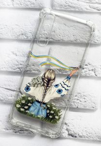 Чохол з потовщеними кутами на Xiaomi Redmi 6 патріотичний дизайн Дівчина зі стрічкою принт 17